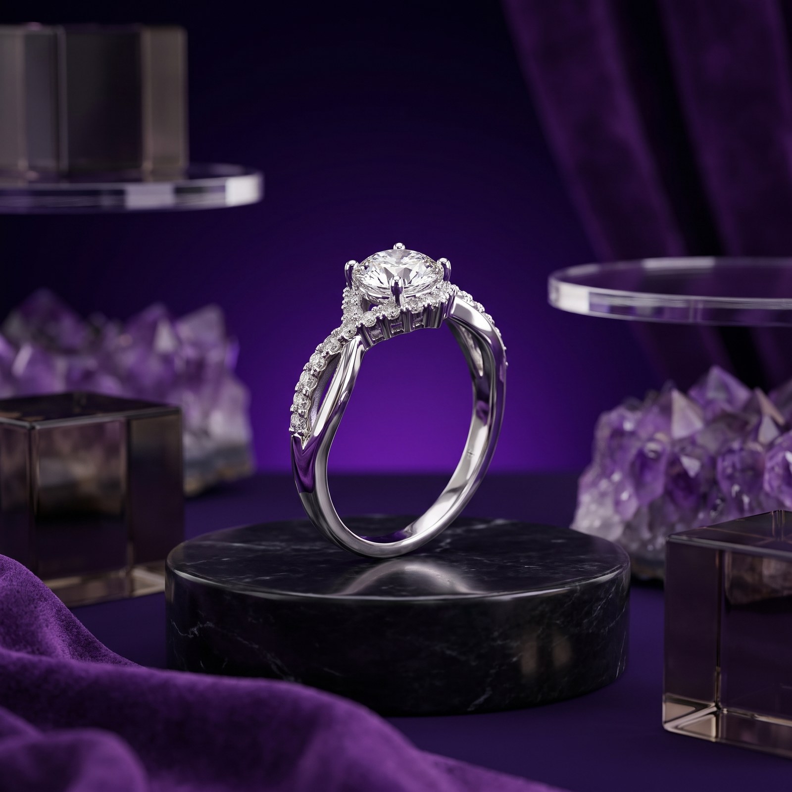 Asymmetric Cluster Ring Asymmetric Cluster Ring - Monaya Diamonds