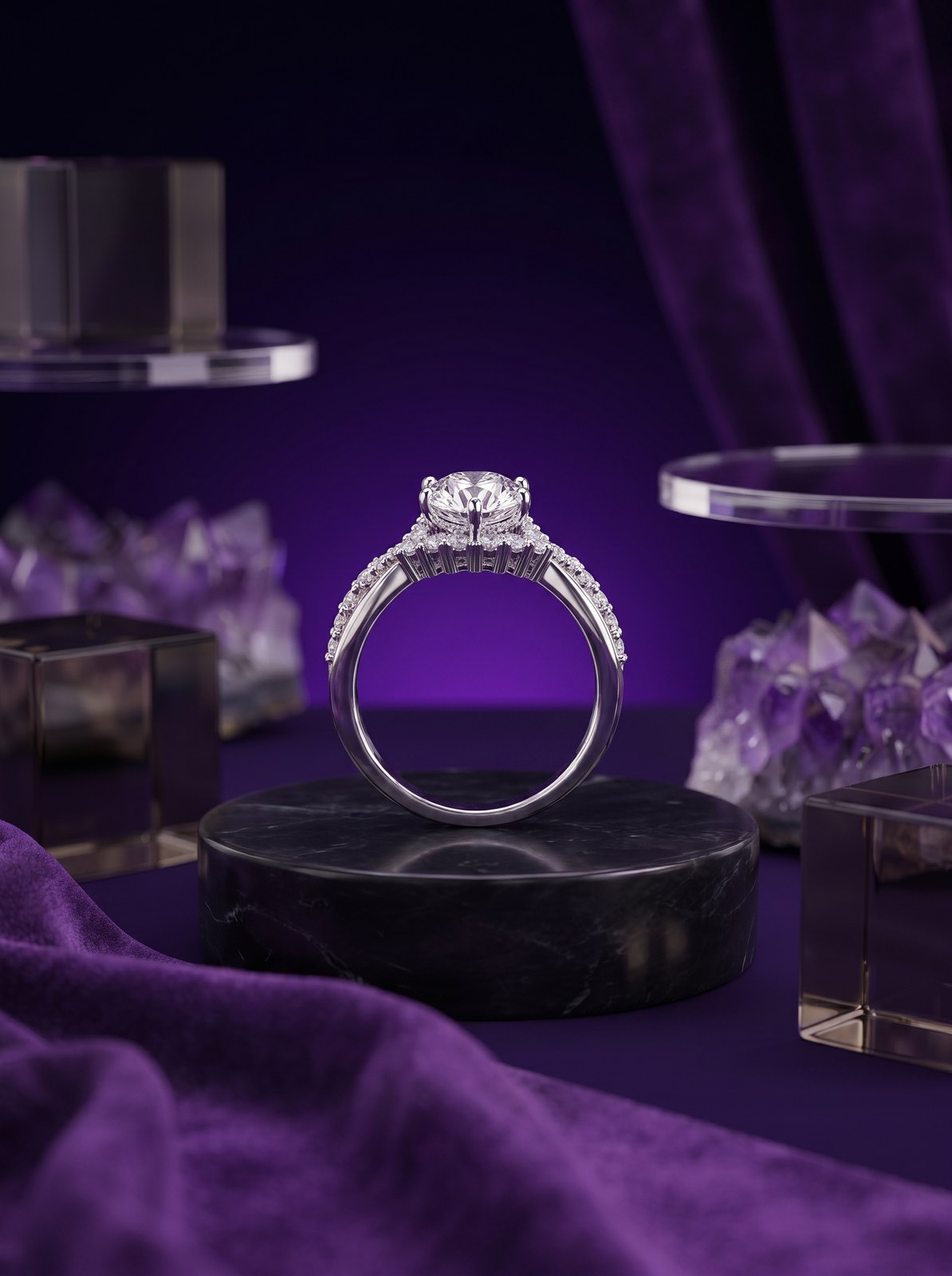 Asymmetric Cluster Ring Asymmetric Cluster Ring - Monaya Diamonds