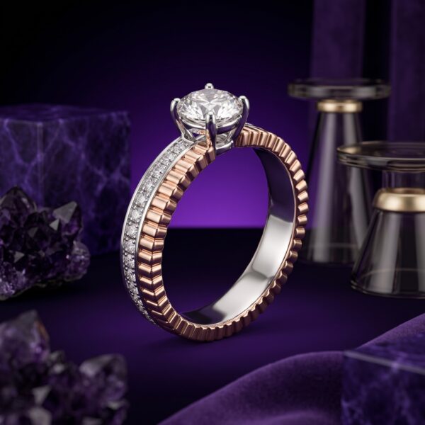 Coin-Edge Two-Tone Solitaire - Monaya Diamonds