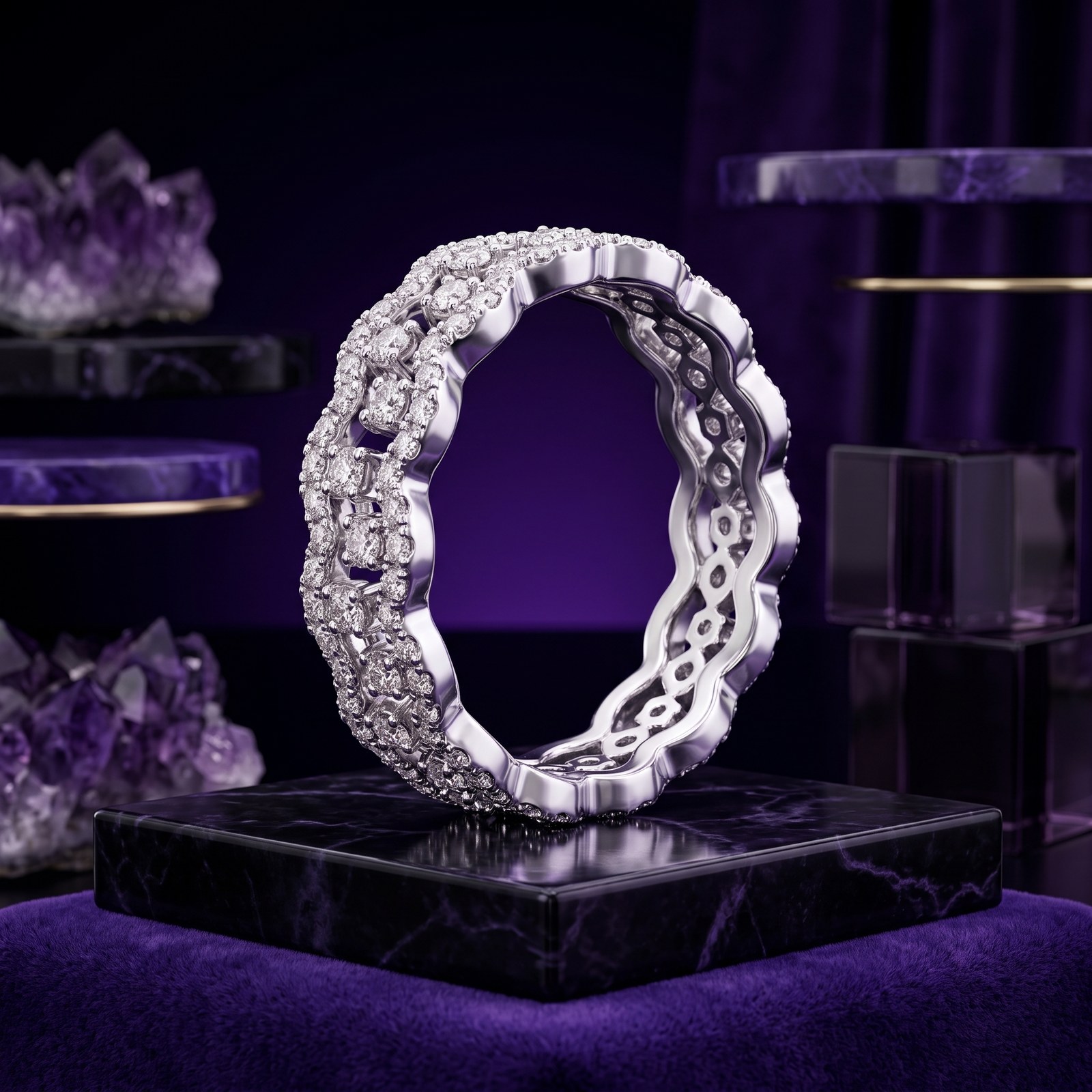 Domed Multi-Row Pavé Band Domed Multi-Row Pavé Band - Monaya Diamonds