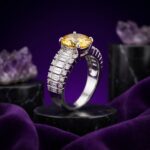 Golden Centre Baguette Ladder - Monaya Diamonds
