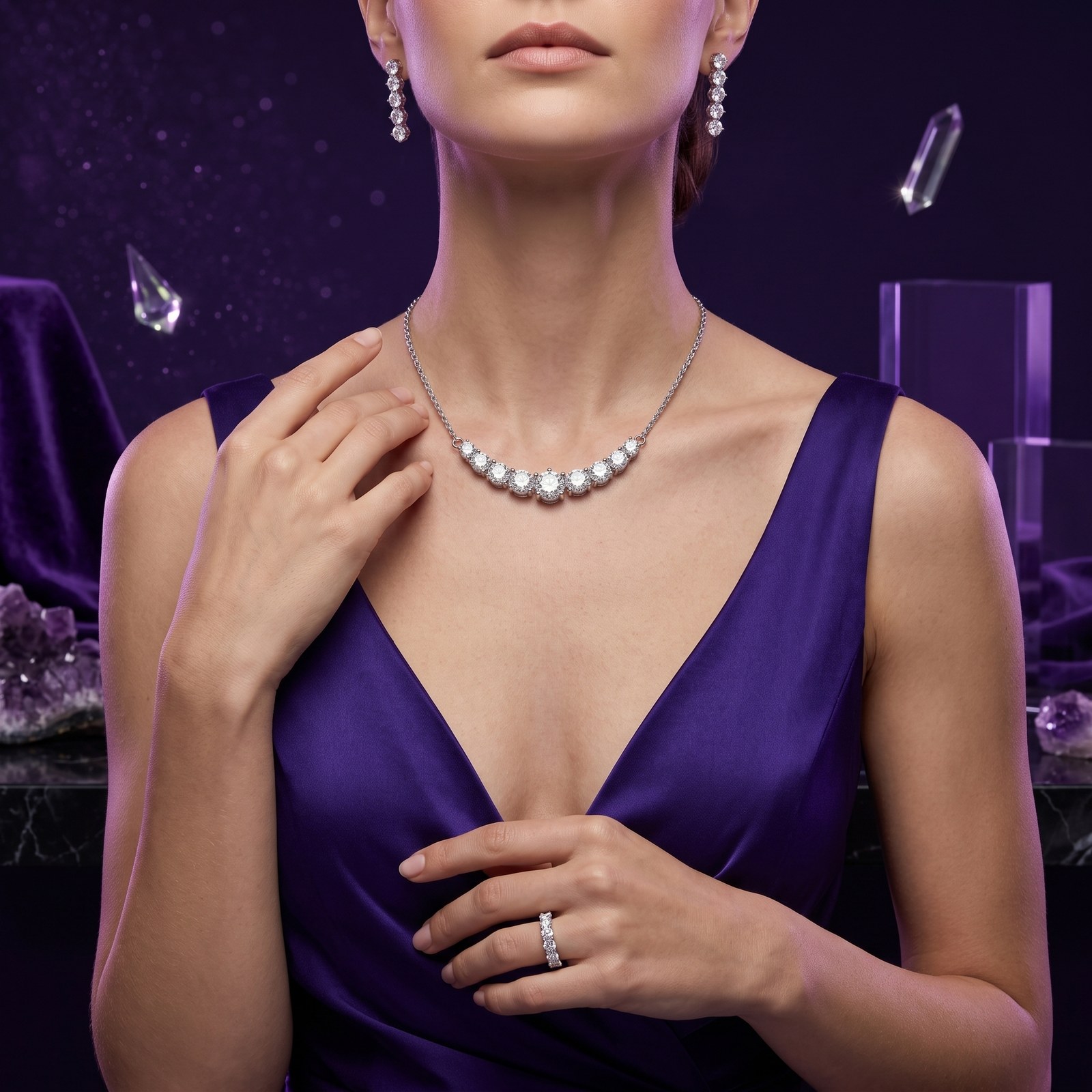 Graduated Half Eternity and Chain Graduated Half Eternity and Chain - Monaya Diamonds