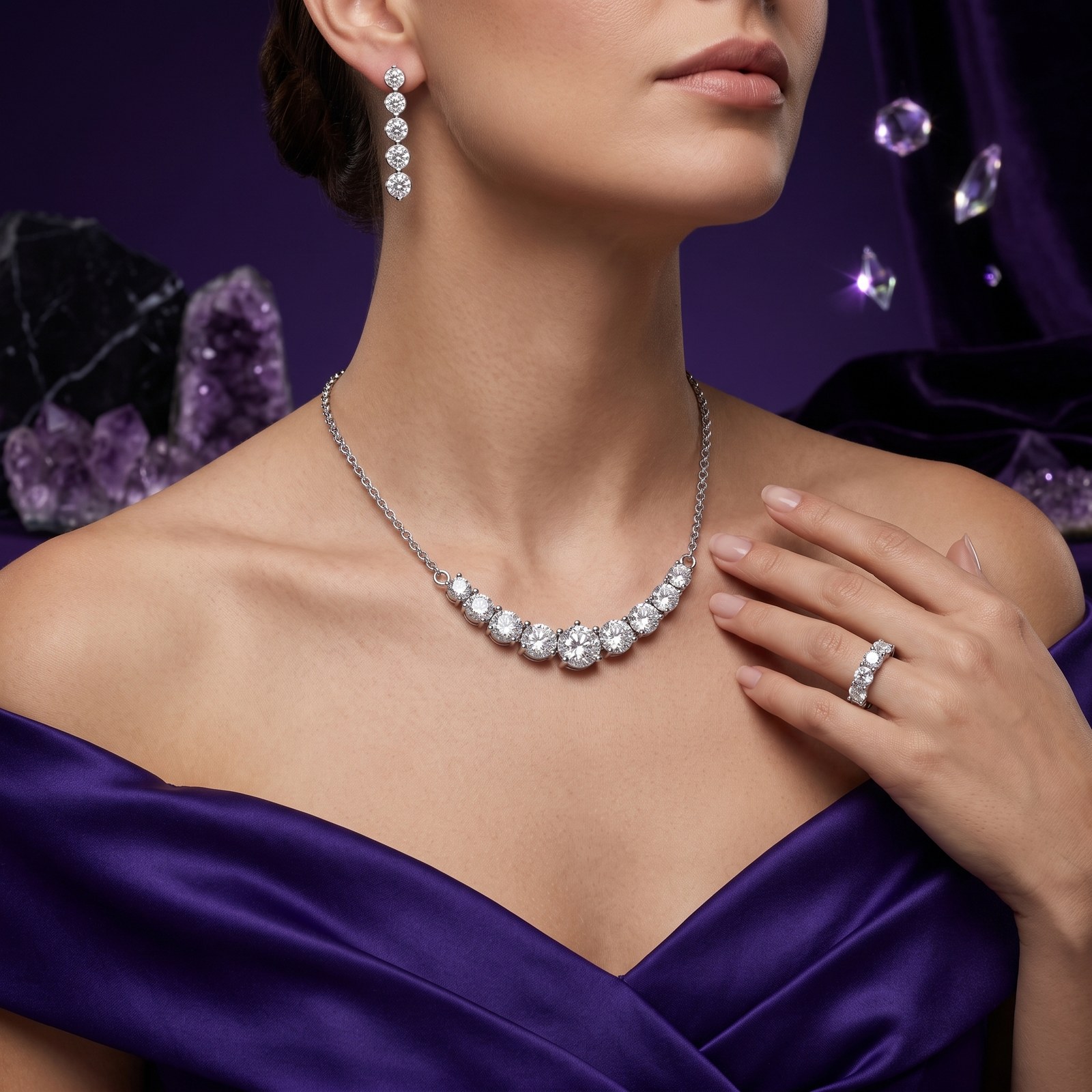 Graduated Half Eternity and Chain Graduated Half Eternity and Chain - Monaya Diamonds