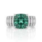 Green Cushion Ladder Ring - Monaya Diamonds
