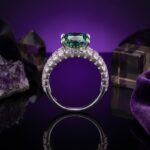 Green Cushion Ladder Ring - Monaya Diamonds