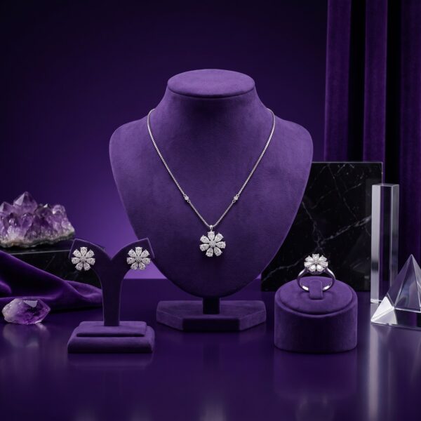 Halo Ring and Chain Set - Monaya Diamonds