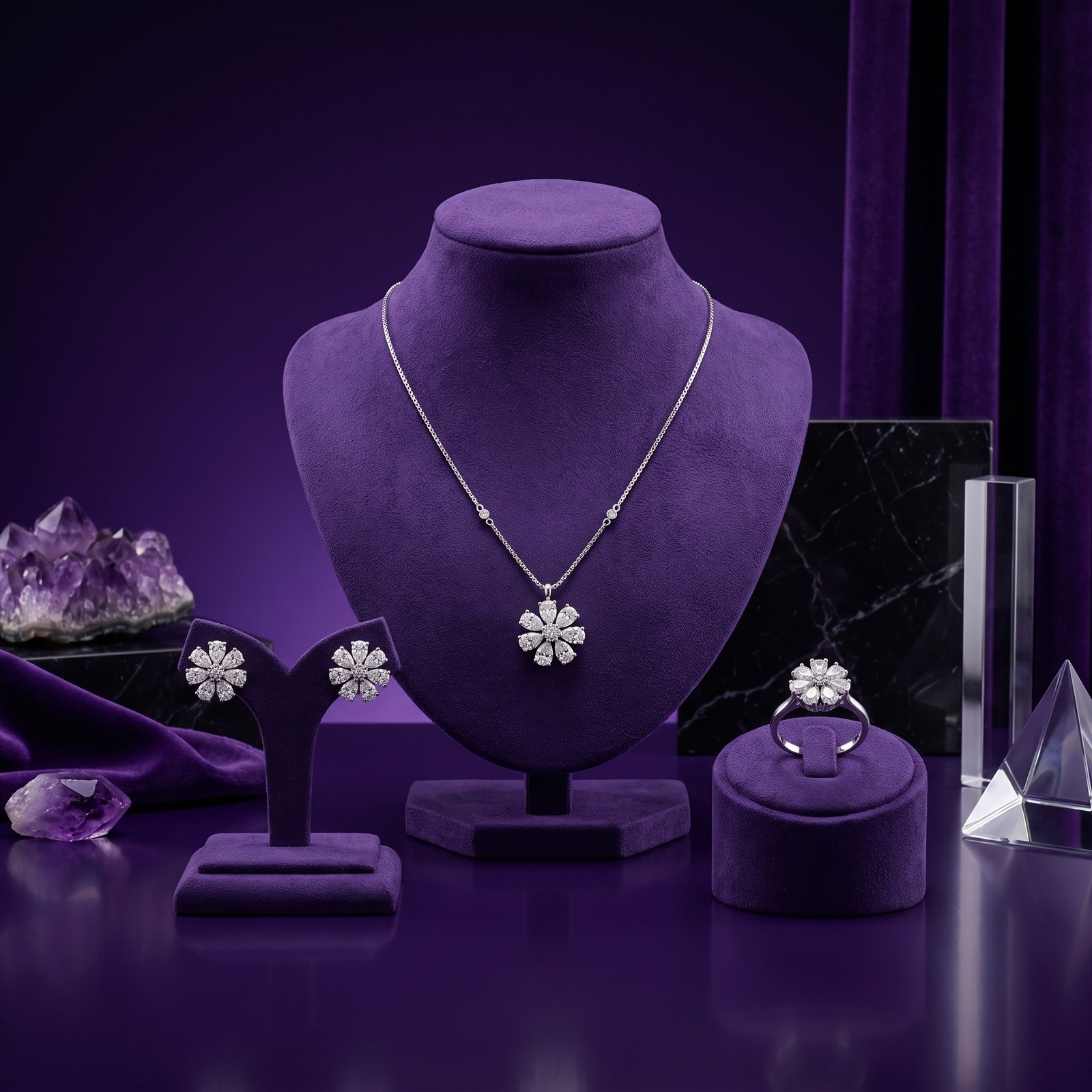 Halo Ring and Chain Set Halo Ring and Chain Set - Monaya Diamonds