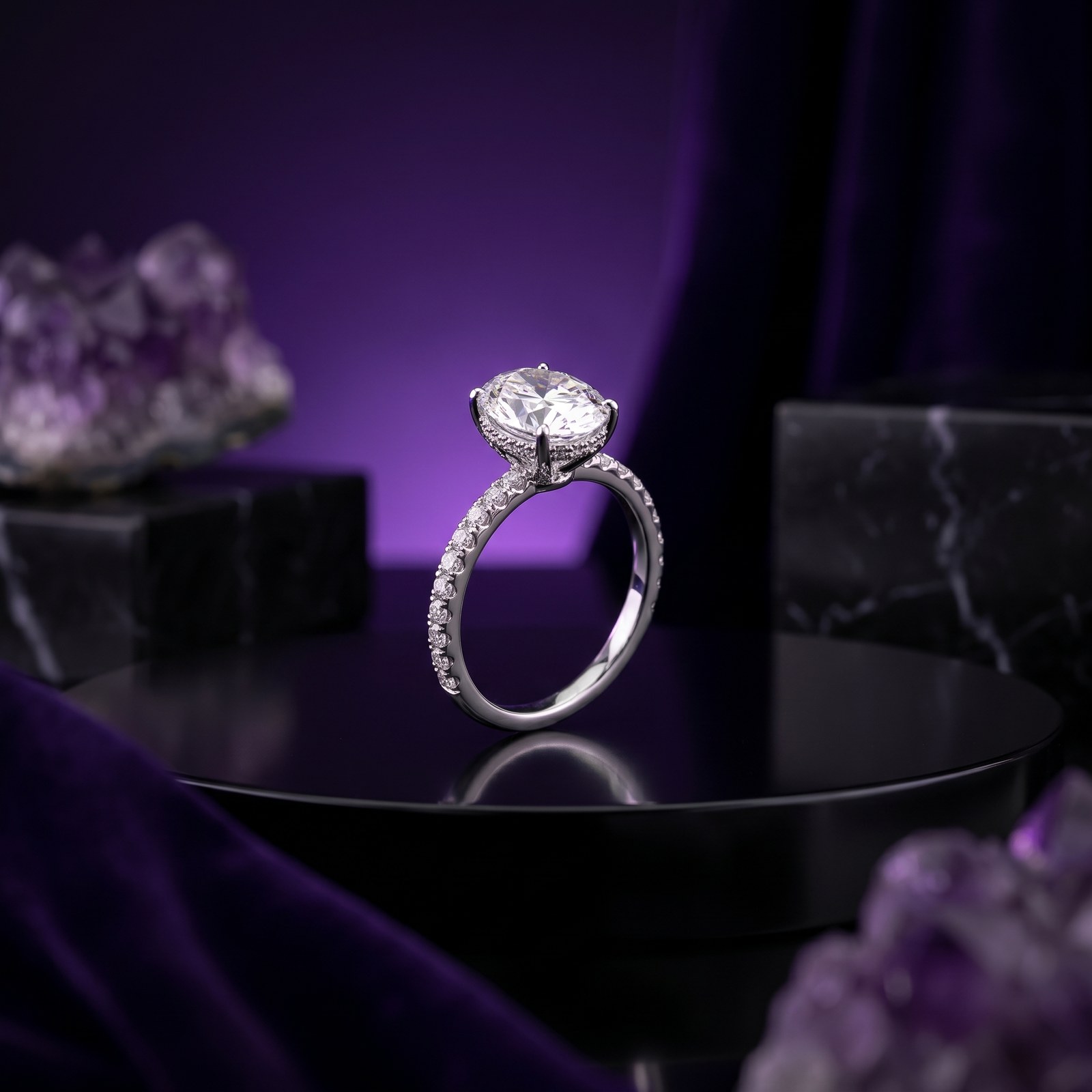 Hidden Halo Pavé Solitaire Hidden Halo Pavé Solitaire - Monaya Diamonds