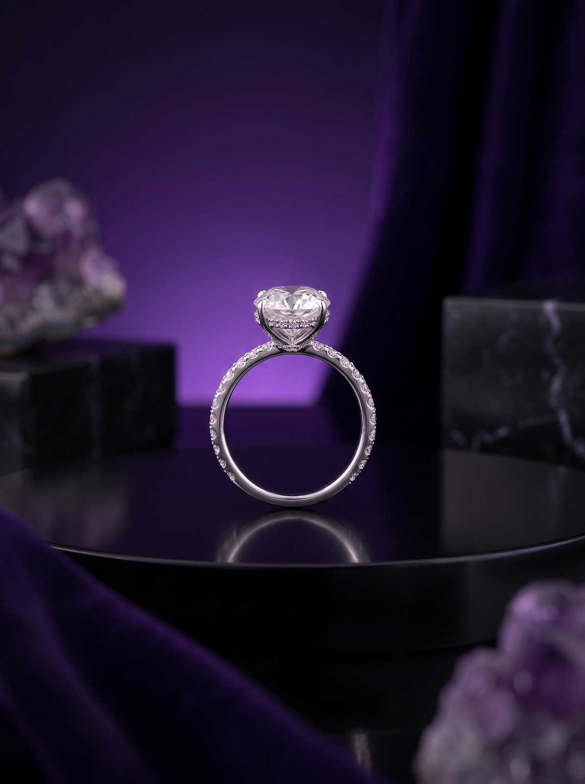 Hidden Halo Pavé Solitaire Hidden Halo Pavé Solitaire - Monaya Diamonds