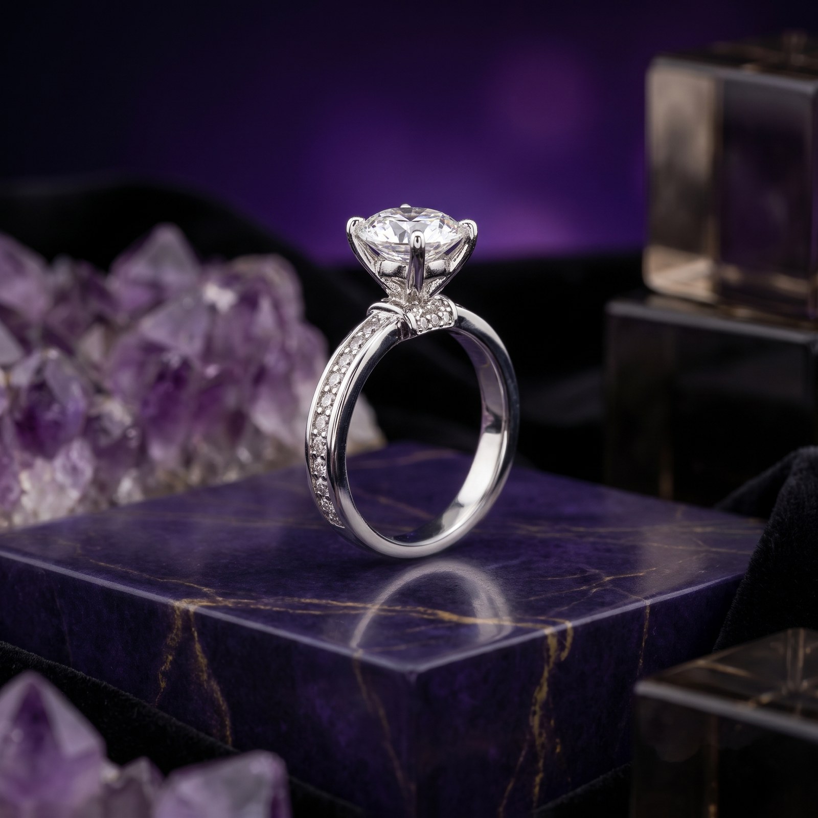 High-Set Pavé Solitaire High-Set Pavé Solitaire - Monaya Diamonds