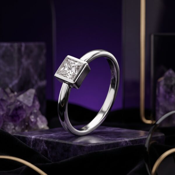 Minimal Square Collet Ring - Monaya Diamonds