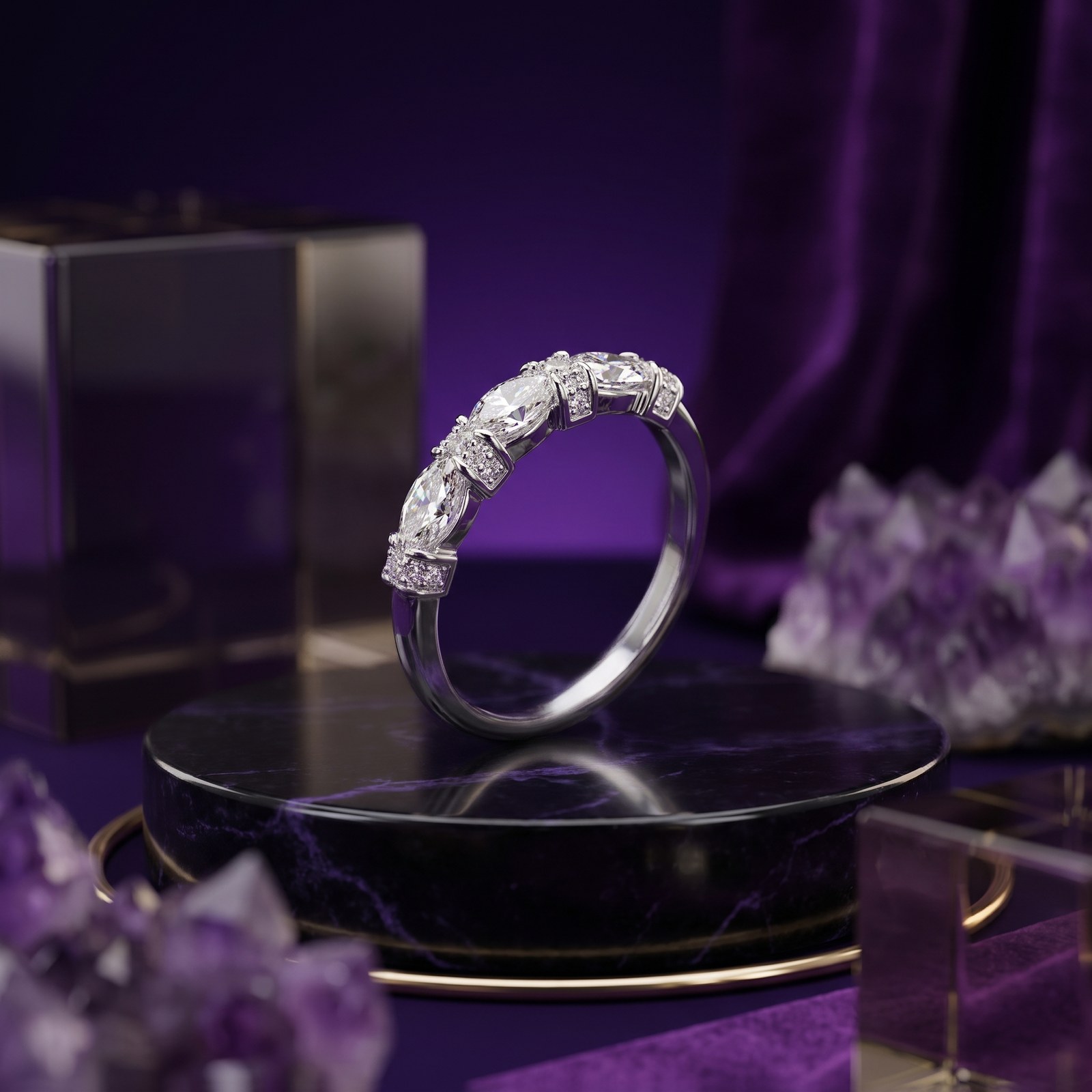 Spaced Square Collet Band Spaced Square Collet Band - Monaya Diamonds