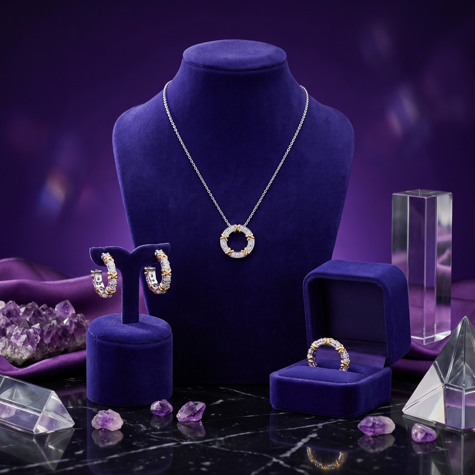 Two-Tone Baguette Eternity and Chain Two-Tone Baguette Eternity and Chain - Monaya Diamonds