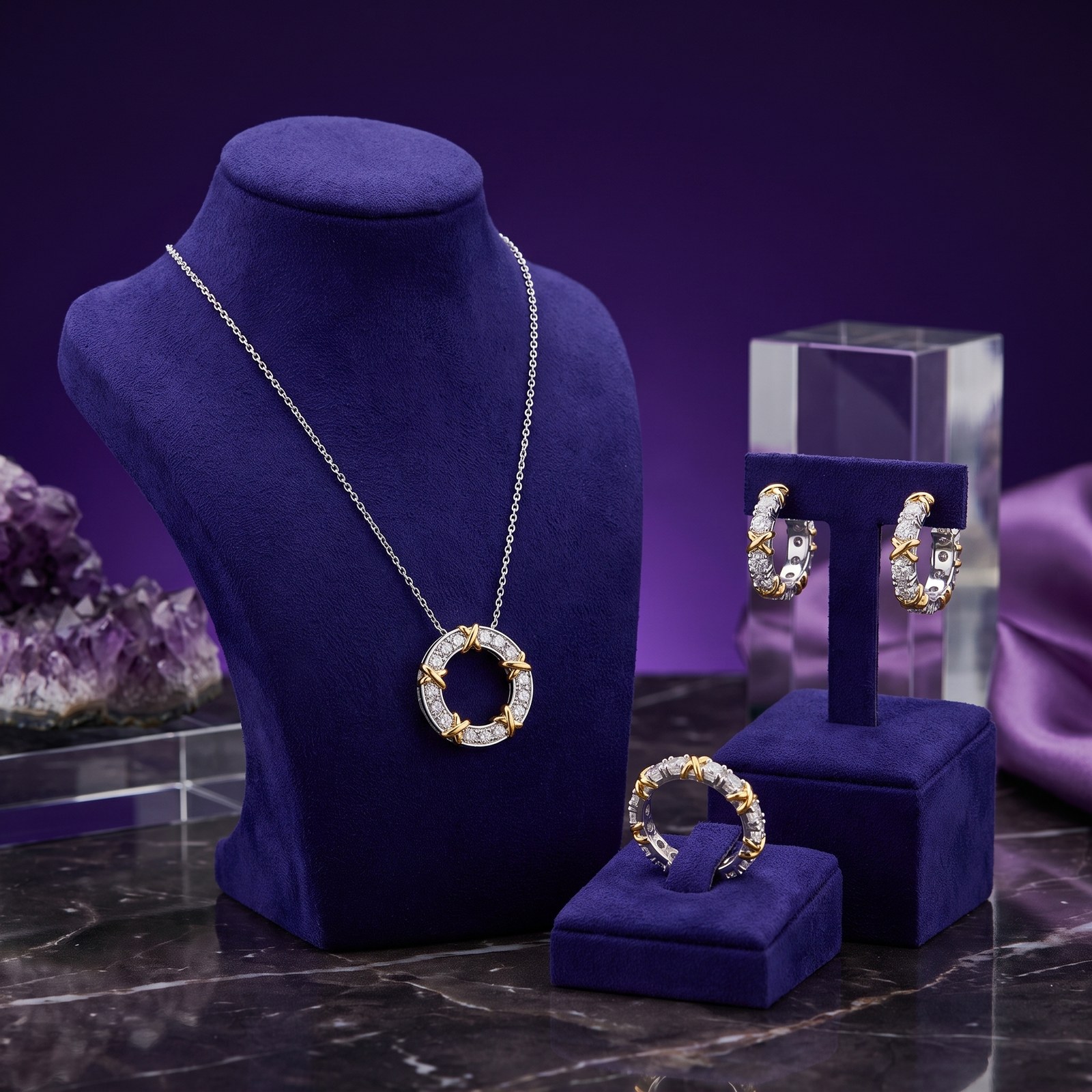 Two-Tone Baguette Eternity and Chain Two-Tone Baguette Eternity and Chain - Monaya Diamonds