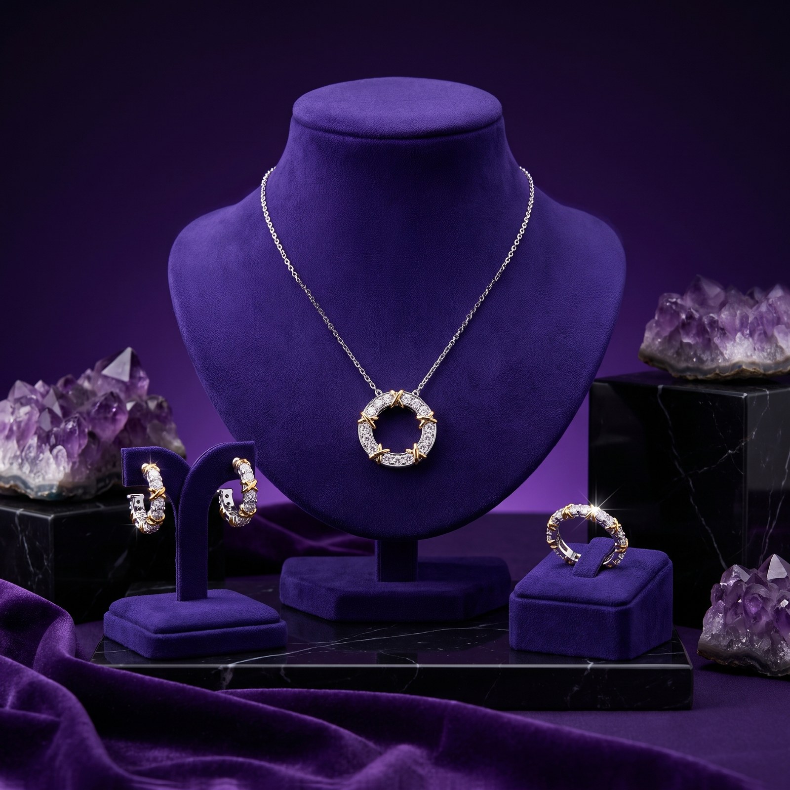 Two-Tone Baguette Eternity and Chain Two-Tone Baguette Eternity and Chain - Monaya Diamonds