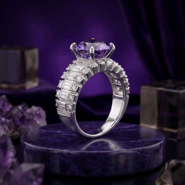 Violet Six-Claw Ladder Ring - Monaya Diamonds