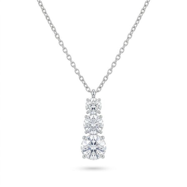 Princess Necklace u2013 3 Moissanite Stones