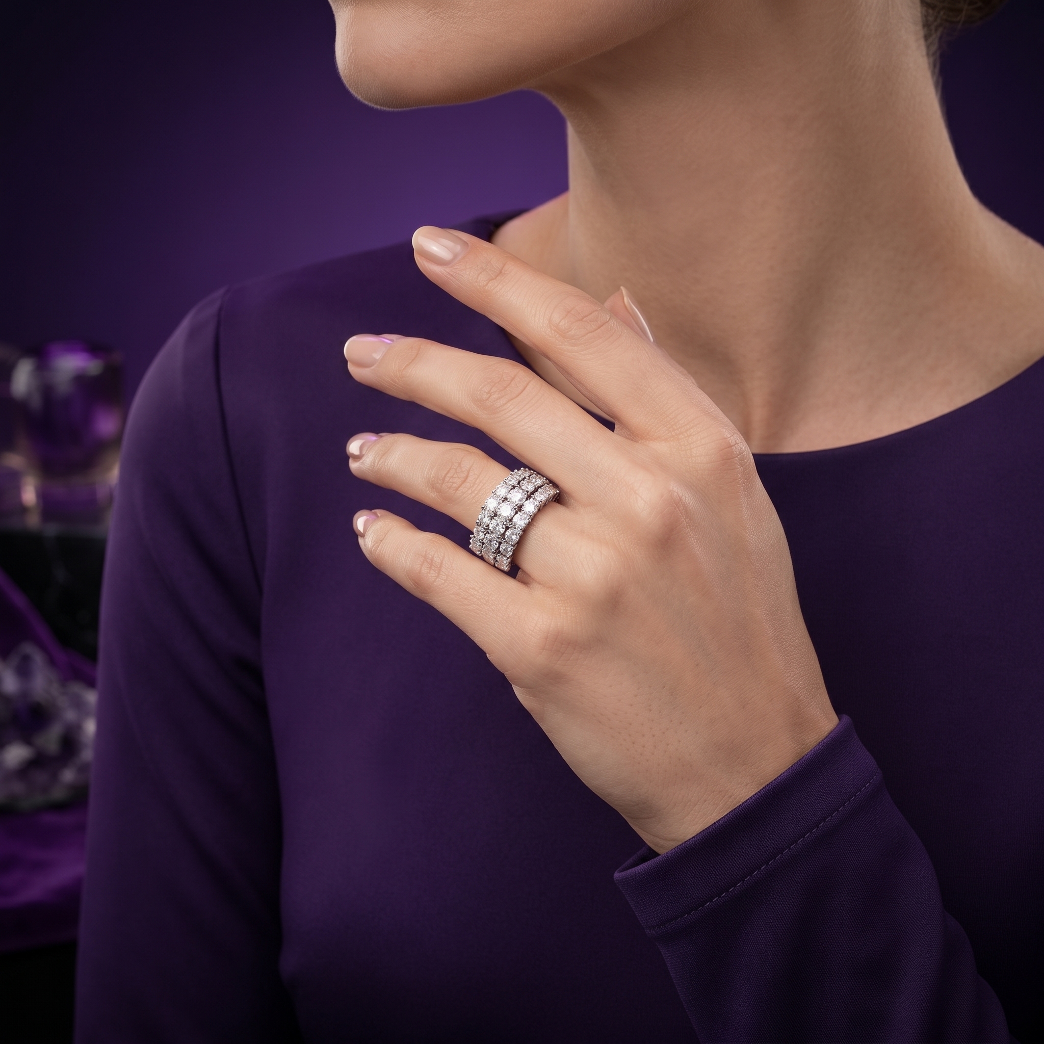 Four-Row Statement Ring