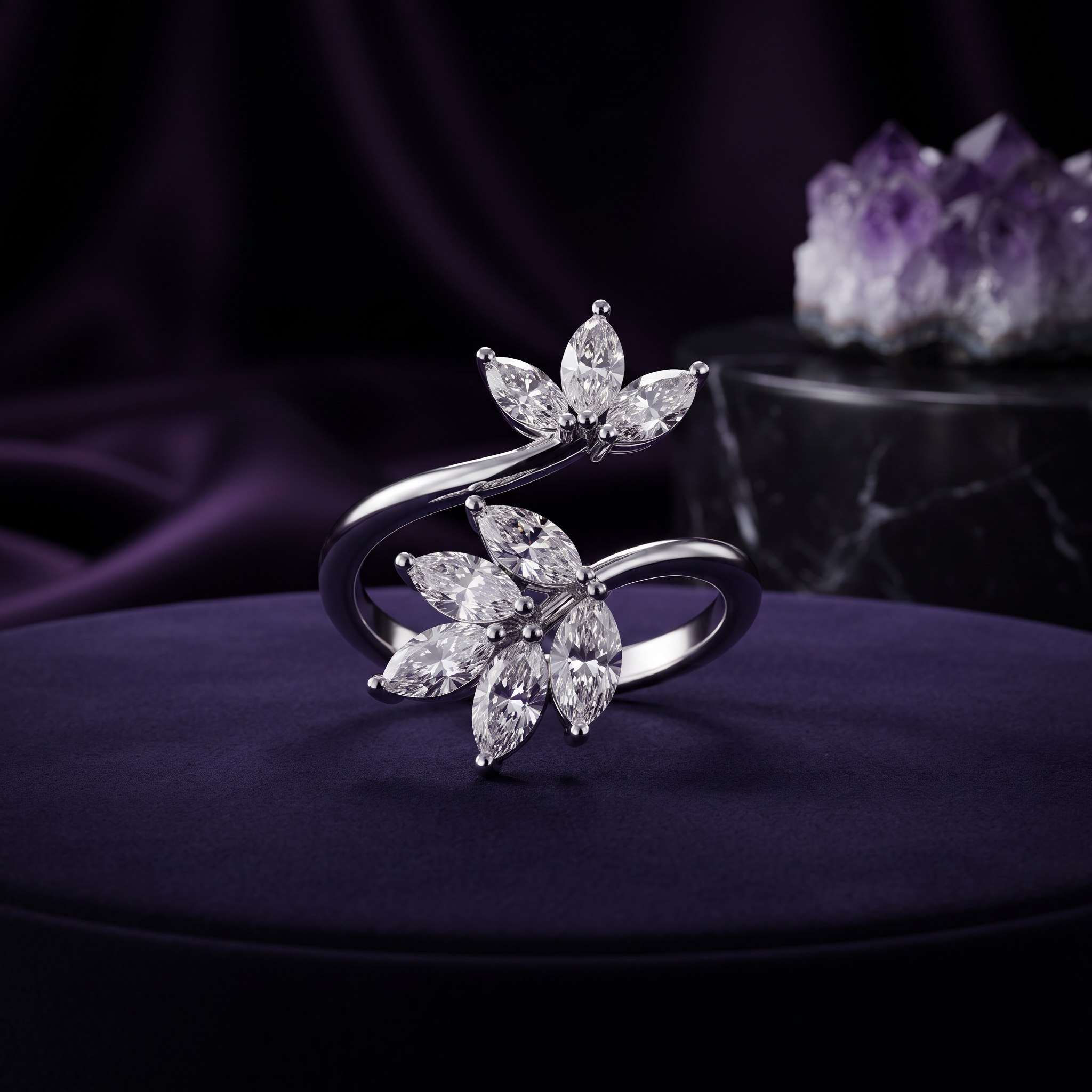 Marquise Petal Bypass Ring