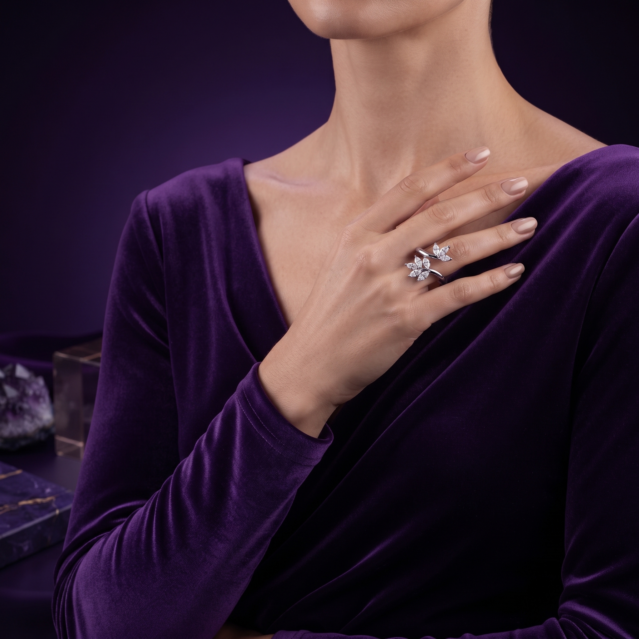 Marquise Petal Bypass Ring
